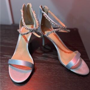 Badgley Mischka light blue satin with jewel detailing (wedding/bridal/formal)